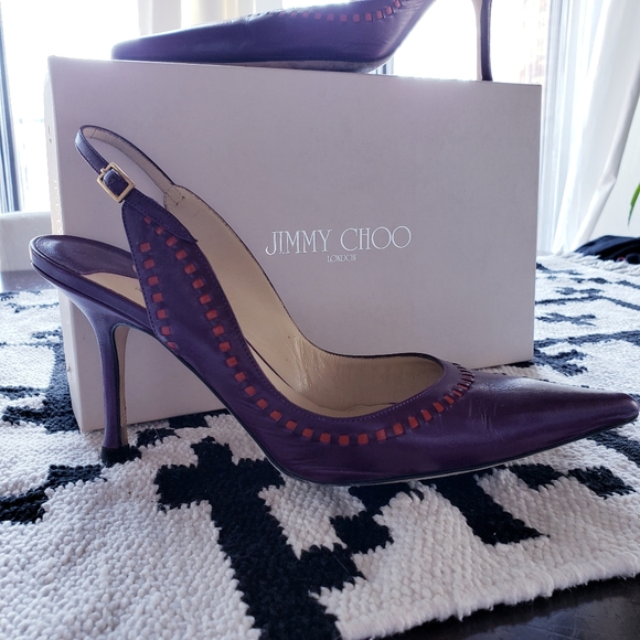 Jimmy Choo Shoes - Jimmy Choo Slingback Heels Contrast Stitch